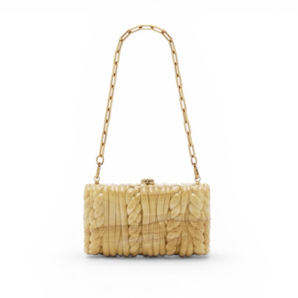 NIB, Cult Gaia Helene Clutch Cornsilk Multi Acrylic Chain, Ret. $395